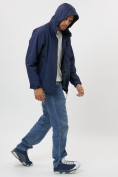 Оптом Ветровка спортивная с капюшоном мужская темно-синего цвета 10821TS, фото 4