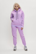 Оптом Трикотажный спортивный костюм женский с начесом фиолетового цвета 1084F, фото 3