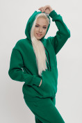 Оптом Трикотажный спортивный костюм женский с начесом темно-зеленого цвета 1084TZ, фото 11
