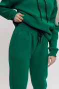 Оптом Трикотажный спортивный костюм женский с начесом темно-зеленого цвета 1084TZ, фото 14