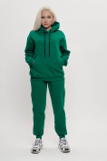 Оптом Трикотажный спортивный костюм женский с начесом темно-зеленого цвета 1084TZ, фото 4