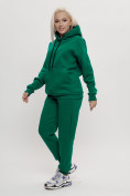 Оптом Трикотажный спортивный костюм женский с начесом темно-зеленого цвета 1084TZ, фото 5
