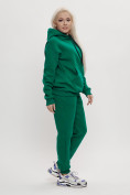 Оптом Трикотажный спортивный костюм женский с начесом темно-зеленого цвета 1084TZ, фото 7