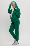 Оптом Трикотажный спортивный костюм женский с начесом темно-зеленого цвета 1084TZ, фото 8