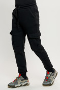 Оптом Брюки джоггеры с начесом мужские зимние черного цвета 1095Ch, фото 3