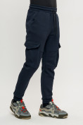 Оптом Брюки джоггеры с начесом мужские зимние темно-синего цвета 1095TS, фото 2