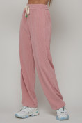 Оптом Брюки трубы женские вельветовые спортивные розового цвета 109R, фото 13