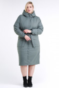 Оптом Куртка зимняя женская классическая цвета хаки 110-905_7Kh в Перми, фото 2