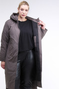 Оптом Куртка зимняя женская удлиненная коричневого цвета 112-919_48K в Волгоградке, фото 6