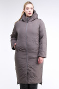 Оптом Куртка зимняя женская удлиненная коричневого цвета 112-919_48K, фото 2