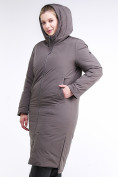 Оптом Куртка зимняя женская удлиненная коричневого цвета 112-919_48K в Екатеринбурге, фото 5