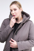 Оптом Куртка зимняя женская удлиненная коричневого цвета 112-919_48K, фото 7