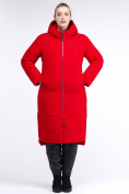 Оптом Куртка зимняя женская удлиненная красного цвета 112-919_7Kr в Волгоградке