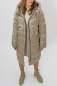 Оптом Пальто утепленное женское зимние бежевого цвета 11201B в Екатеринбурге, фото 13