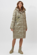Оптом Пальто утепленное женское зимние бежевого цвета 11201B в Екатеринбурге