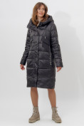 Оптом Пальто утепленное женское зимние черного цвета 11201Ch в Екатеринбурге, фото 2