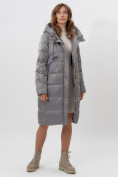 Оптом Пальто утепленное женское зимние серого цвета 11201Sr в Екатеринбурге, фото 2