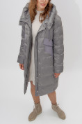 Оптом Пальто утепленное женское зимние серого цвета 11201Sr в Екатеринбурге, фото 11