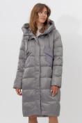 Оптом Пальто утепленное женское зимние серого цвета 11201Sr в Екатеринбурге