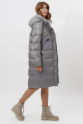 Оптом Пальто утепленное женское зимние серого цвета 11201Sr в Екатеринбурге, фото 4