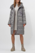 Оптом Пальто утепленное женское зимние серого цвета 11201Sr в Екатеринбурге, фото 9