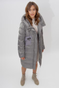 Оптом Пальто утепленное женское зимние серого цвета 11201Sr в Екатеринбурге, фото 10