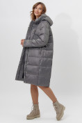 Оптом Пальто утепленное женское зимние темно-серого цвета 11201TC в Екатеринбурге, фото 12