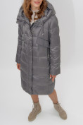 Оптом Пальто утепленное женское зимние темно-серого цвета 11201TC в Екатеринбурге, фото 3