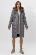 Оптом Пальто утепленное женское зимние темно-серого цвета 11201TC в Екатеринбурге, фото 10
