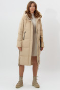 Оптом Пальто утепленное женское зимние бежевого цвета 11207B в Екатеринбурге