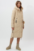Оптом Пальто утепленное женское зимние бежевого цвета 11207B в Екатеринбурге, фото 14