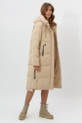 Оптом Пальто утепленное женское зимние бежевого цвета 11207B в Екатеринбурге, фото 3