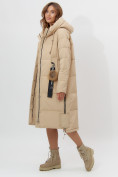 Оптом Пальто утепленное женское зимние бежевого цвета 11207B в Екатеринбурге, фото 4