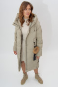 Оптом Пальто утепленное женское зимние бирюзового цвета 11207Br в Екатеринбурге, фото 4