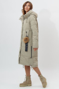 Оптом Пальто утепленное женское зимние бирюзового цвета 11207Br в Екатеринбурге, фото 2