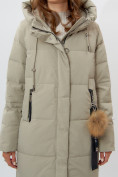 Оптом Пальто утепленное женское зимние бирюзового цвета 11207Br в Екатеринбурге, фото 6