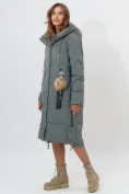 Оптом Пальто утепленное женское зимние цвета хаки 11207Kh в Екатеринбурге, фото 2