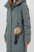 Оптом Пальто утепленное женское зимние цвета хаки 11207Kh в Екатеринбурге, фото 14