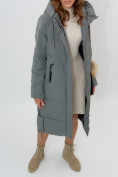 Оптом Пальто утепленное женское зимние цвета хаки 11207Kh в Екатеринбурге, фото 11