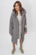 Оптом Пальто утепленное женское зимние серого цвета 11207Sr в Екатеринбурге, фото 17