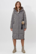 Оптом Пальто утепленное женское зимние серого цвета 11207Sr в Екатеринбурге