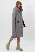 Оптом Пальто утепленное женское зимние серого цвета 11207Sr в Екатеринбурге, фото 3