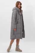 Оптом Пальто утепленное женское зимние серого цвета 11207Sr в Екатеринбурге, фото 13