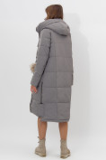 Оптом Пальто утепленное женское зимние серого цвета 11207Sr в Екатеринбурге, фото 4