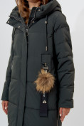 Оптом Пальто утепленное женское зимние темно-зеленого цвета 11207TZ в Екатеринбурге, фото 14