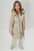 Оптом Пальто утепленное женское зимние бежевого цвета 11208B в Екатеринбурге, фото 2