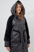 Оптом Пальто утепленное женское зимние черного цвета 11208Ch в Екатеринбурге, фото 8