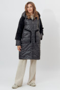Оптом Пальто утепленное женское зимние черного цвета 11208Ch в Екатеринбурге