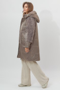 Оптом Пальто утепленное женское зимние коричневого цвета 11208K в Екатеринбурге, фото 3