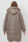 Оптом Пальто утепленное женское зимние коричневого цвета 11208K в Екатеринбурге, фото 10